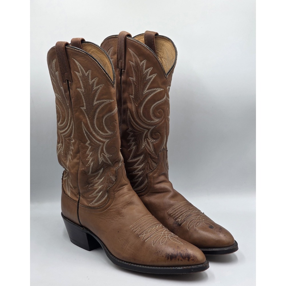 Dan Post P2282 Vintage Cowboy Boots Men's 10D Tan Caramel Leather 1993